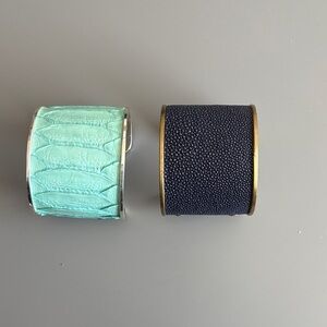 Taylor and Tessier Elegant Blue and Turquoise Cuff Bracelets
